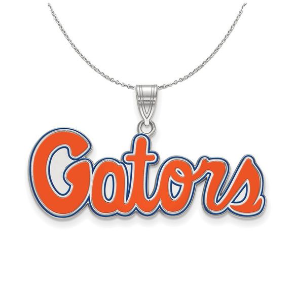 Sterling Silver U. of Florida Medium Enamel Necklace - 16 Inch